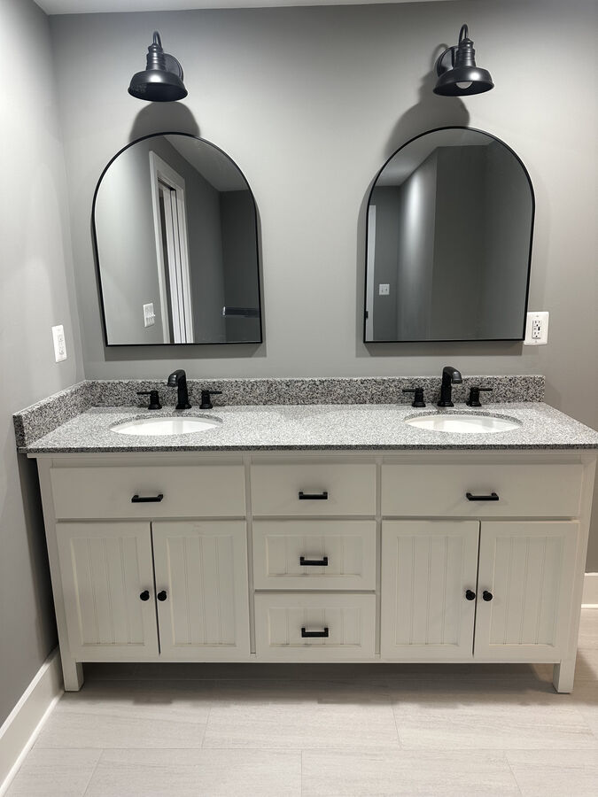 Custom double vanity with granite counters