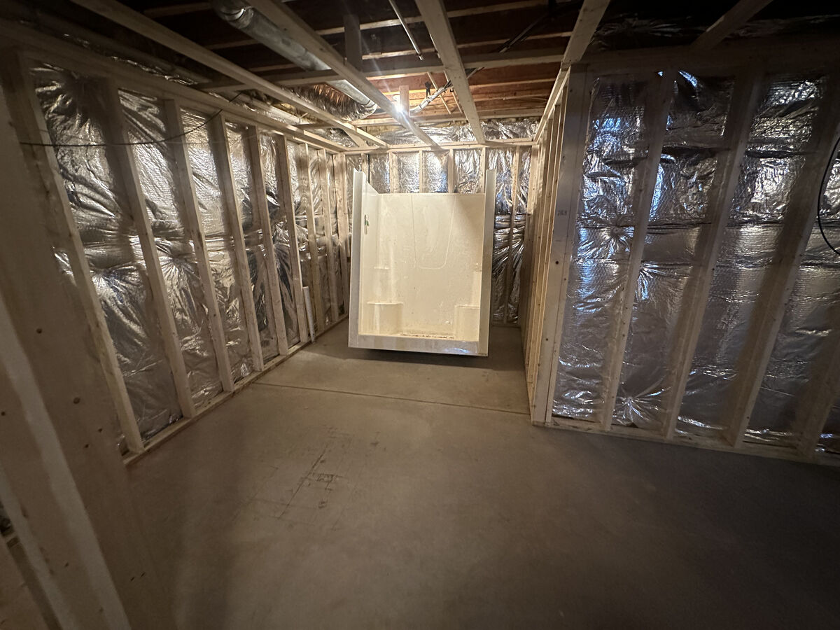 Bathroom rough framing before remodel