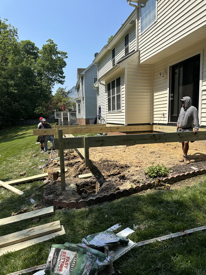 Deck framing in progress